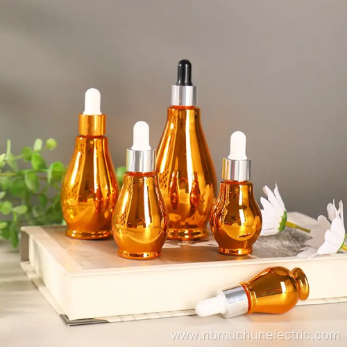 Cosmetic Essential Oil Perfume Gold Serum Dropper Bottles